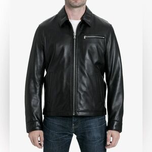 Michael Kors James Dean Large Black Leather Jacket